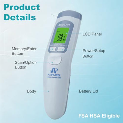 Medical Grade Forehead Thermometer | For Adults, Kids, Baby, Non-Contact Digital Infrared Fever Detection - color: Serenity