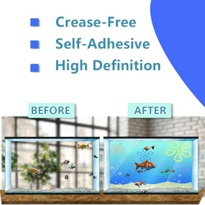Aquarium Background Stickers - Desert Pyramid Egypt - Fish Tank Reptile Terrarium Decor Poster (90 x 60 cm / (35.4 x 23.6 inches)) - size: 90 x 60 cm / (35.4 x 23.6 inches)