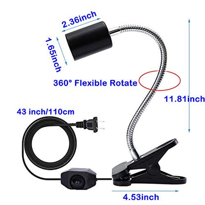 75W Reptile Heat Lamp, Turtle Heating Light UVA UVB Temperature Adjustable 360°Rotatable Clip Basking Lamp for Amphibian Reptile Turtle Lizard Snake (Heat Light with 2pcs 75W Bulb) - size: Heat light with 2pcs 75W Bulb