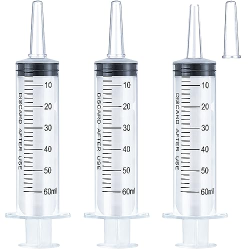 60ml Syringe for Liquid, Oral, Scientific Labs, Measurement, Dispensing, Catheter Tip with Cap- 3 Pack 60ml Syringes - style: 60 ml