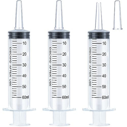 60ml Syringe for Liquid, Oral, Scientific Labs, Measurement, Dispensing, Catheter Tip with Cap- 3 Pack 60ml Syringes - style: 60 ml