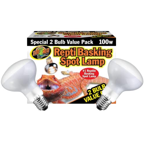's Reptile Basking Spot 100w Reptile Heat Lamp [Value 2 Pack] & Includes Attached Pro-Tip & Safety Guide - Do Not Get Reptile Heat Lights Wet When Hot!