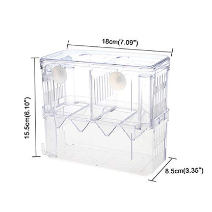 Aquarium Fish Breeder Box Plastic Fish Isolation Breeding Box Hatching Incubator for Baby Shrimp Clownfish Guppy - size: Large
