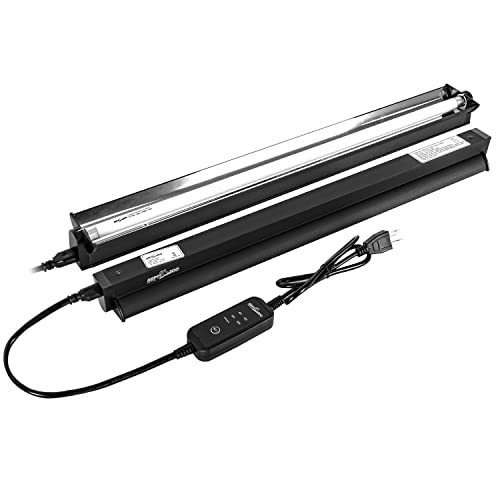 REPTI ZOO T5 HO UVB Lighting Combo Kit with Timer, Reptile Light Fixture Terrarium Hood Comes with Desert 10.0 UVB T5 Lamp Bulb (24W) - size: 24 Watts