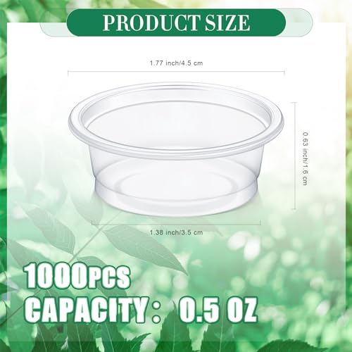1000 Pcs 0.5 oz Gecko Feeding Cups Small Gecko Food and Water Cups Reptile Feeding Bowls Plastic Bearded Dragon Food Bowl for Lizard Small Pet Ledge Accessories (Transparent) - color: Transparent