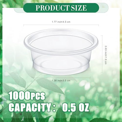 1000 Pcs 0.5 oz Gecko Feeding Cups Small Gecko Food and Water Cups Reptile Feeding Bowls Plastic Bearded Dragon Food Bowl for Lizard Small Pet Ledge Accessories (Transparent) - color: Transparent