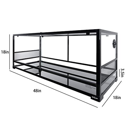 REPTI ZOO Reptile Tempered Glass Extra-Long Terrarium Habitats 48" x 18" x 18" Reptile Amphibians Large Enclosure for Snake/Bearded Dragon/Lizard ect. - size: 48" x 18" x 18"