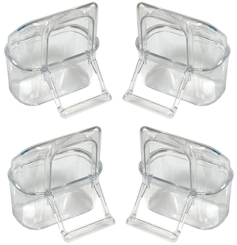 Lot of 4 Acrylic Clear Plastic Seed Food Water Feeder Hood Cups for Bird Parrot Cage with Spring Lock Feeder Doors