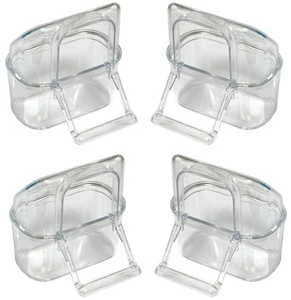 Lot of 4 Acrylic Clear Plastic Seed Food Water Feeder Hood Cups for Bird Parrot Cage with Spring Lock Feeder Doors