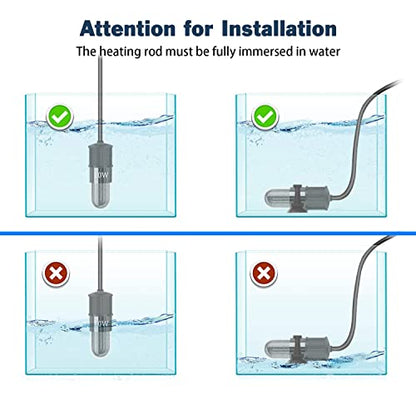 YOFOTHS Adjustable Mini Aquarium Heater, 30W for Tanks 4-6 Gallons | Fish Tank Heater, Digital Display Thermostat, External Temperature Controller - size: 30W