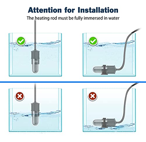YOFOTHS Adjustable Mini Aquarium Heater, 10W for Tanks 1-2 Gallons | Fish Tank Heater, Digital Display Thermostat, External Temperature Controller - size: 10W