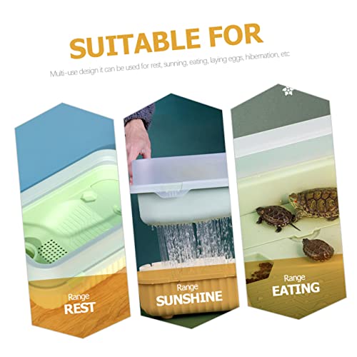 WOONEKY Turtle Feeding Tank Multi-Functional Turtle Habitat Basking Area Drainage System Construction for Home Use Small