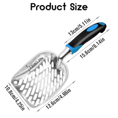 Cat Litter Scoop-Metal Cat Scooper-Long Handle Scoop,Cat Scooper-Poop Sifting-Mesh Shovel-Suitable for Cat Litter Box(Blue)-Christmas - color: Blue, size: L