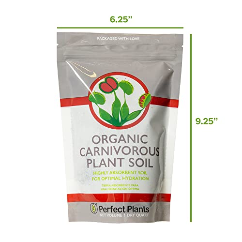 Perfect Plants Carnivorous Plant Soil, 1 qt, Venus Fly Trap Potting Mix | Organic sphagnum peat moss and perlite blend for flytraps, sundews, pitcher varieties and Nepenthes, holds ideal acidity - size: 1 qt.