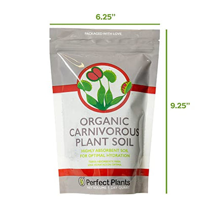 Perfect Plants Carnivorous Plant Soil, 1 qt, Venus Fly Trap Potting Mix | Organic sphagnum peat moss and perlite blend for flytraps, sundews, pitcher varieties and Nepenthes, holds ideal acidity - size: 1 qt.