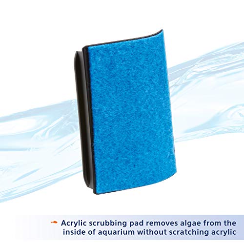 Aqueon Aquarium Algae Scraper, Fish Tank Cleaning Magnet, Mini | Magnetic aquarium glass cleaner for acrylic, curved pad cleans flat and curved surfaces - size: Mini