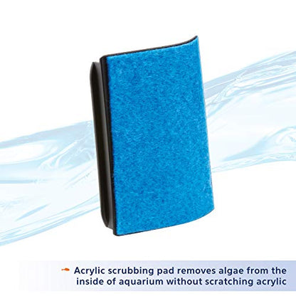 Aqueon Aquarium Algae Scraper, Fish Tank Cleaning Magnet, Mini | Magnetic aquarium glass cleaner for acrylic, curved pad cleans flat and curved surfaces - size: Mini