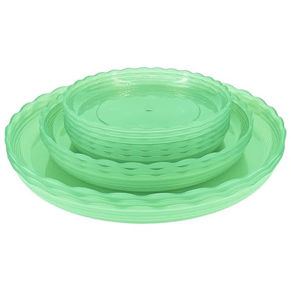 12Pcs Clear Plant Saucer, 6 8 10 Inch Durable Plastic Plant Tray, Round Plant Pot Saucers, Drip Tray for Indoor and Outdoor Garden, Green - color: Green(6" 8" 10")