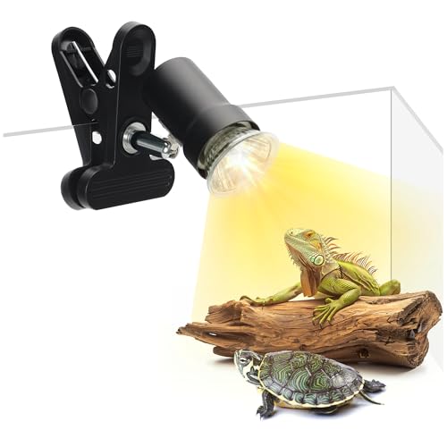 Reptile Heat Lamp with 360° Rotatable Clamp Basking Spot Light with 50W UVA UVB Heat Bulb Simulated Sunlight Heating Lamp for Turtles Lizards Snakes Amphibian Terrariums Tanks - size: Reptile Heat Lamp (Standard)