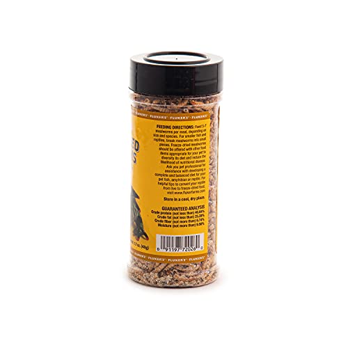 Fluker's Freeze Dried Insects, Nutrient, Packed Mealworms, Ideal for Lizards, Reptiles, Birds, Fish, Hedgehogs, 1.7 oz