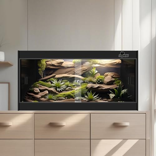 50 Gallon PVC Reptile Enclosure, RepWild 36"x18"x18" Terrarium/Tank with Heavy-Duty Screen Top, Glass Sliding Doors & Lock for Bearded Dragons, Ball Python, Geckos, Lizards - size: 36"W x 18"D x 18"H