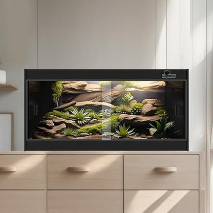50 Gallon PVC Reptile Enclosure, RepWild 36"x18"x18" Terrarium/Tank with Heavy-Duty Screen Top, Glass Sliding Doors & Lock for Bearded Dragons, Ball Python, Geckos, Lizards - size: 36"W x 18"D x 18"H