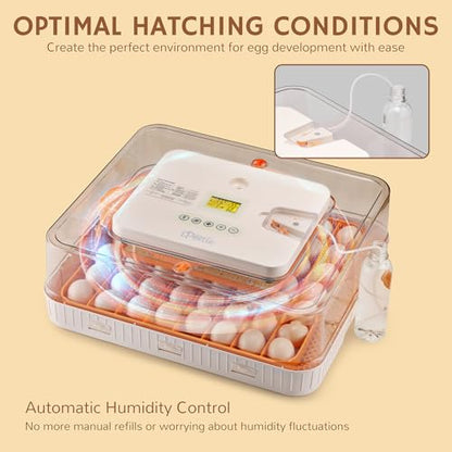 iPettie Nestasy ProHatch56 Egg Incubator with Automatic Egg Turning and Humidity Temperature Control, 56 Eggs Capacity for Hatching Eggs, Chicken Eggs, Duck Eggs, Temperature Adjustment and Alarms