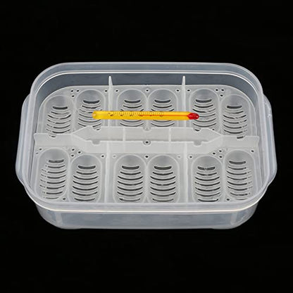 HURRISE 12 Grids Snakes Lizards Reptiles Eggs Incubator Tray with – and Easy to Egg Hatcher Box, Ideal for Hatching Snakes, Lizards, Geckos, and More