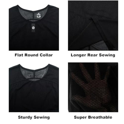 YKYWBIKE Men's Cycling Base Layer Sleeveless Cycling Jersey Men Quick Dry Bicycle Undershirt Mesh Bike Base Layer Vests - color: Black, size: Small