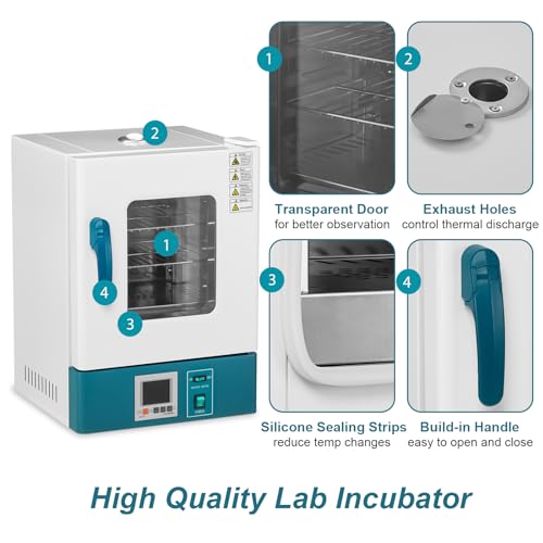 PioneerWorks Lab Incubator 20L RT 0-65℃ Incubator Scientific Digital Incubator PID Temperature Control, Microbiological Laboratory Incubator for Culture Seed Medical Science Germination