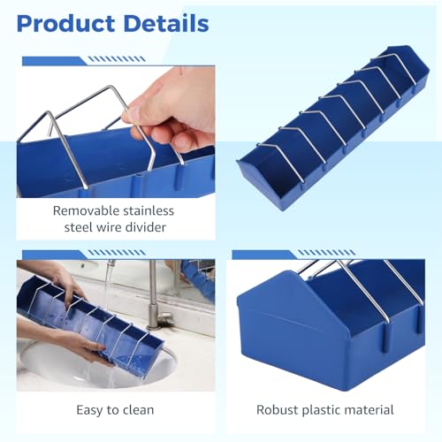 4 Pcs Large Pigeon Feeders 8-Slot Bird Dispensers, Poultry Feeding Dishes with with Removable Steel Wires, Thick Durable Slot Container for Feeding Parrots, Chickens, Ducks