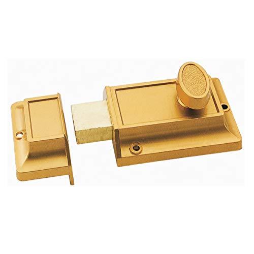 Rim Night Latch with Deadbolt Latch for Gate Door Entrance,Gold Finish - color: Gold-With Deadbolt