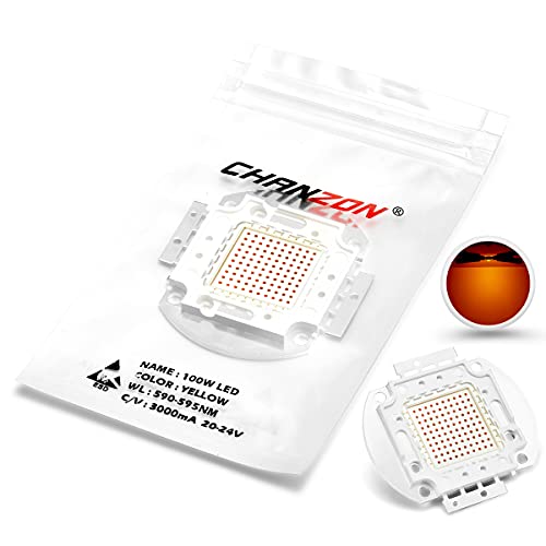 CHANZON High Power Led Chip 100W Yellow | (3000mA / DC 20V - 24V / 100 Watt) Super Bright Intensity SMD COB Light Emitter Components Diode Bulb Lamp Beads DIY Lighting - color: I) Yellow
