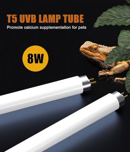 3 Pack 12 Inch T5 Reptile UVB Light Tube 8W 10.0 UVA UVB Reptile Bulb Tropical Desert Habitat Lamp for Reptiles Amphibians Pets - size: 10.0 UVB 3-Pack