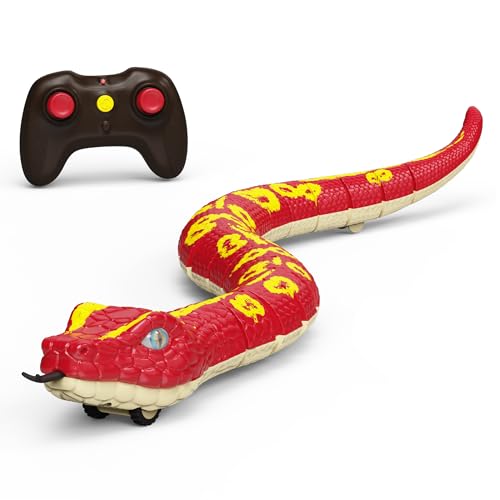 Terra by Battat — Giant RC Red Snake 30-Inch Remote Control Reptile | Realistic red python with LED eyes, flickering tongue and S-shaped slither for pretend play; kids 5+ years - style: Giant Anaconda