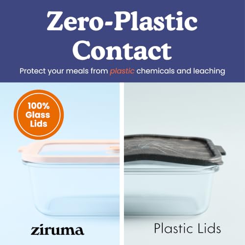 Non-Toxic Glass Food Containers with Lids, 4-Pack, Multi-Size, Beige | Plastic & BPA free. Glass body, glass lid & platinum silicone seal. Airtight & leakproof. Freezer & microwave safe. - color: Beige, size: Multi Size