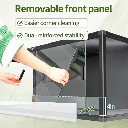 Wacool Terra 68 Gallon Reptile Tank, Large Terrarium for Bearded Dragons, Snakes, Leopard Geckos, Sliding Door & Top Ventilation, 48" x 18" x 18" Easy-to-Maintain Reptile Enclosure - size: 68 gallon