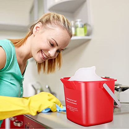 6 Pcs 6 Quart Cleaning Bucket Small Sanitizing Square Bucket Detergent Pail for Home Commercial Restaurant Kitchen Office School(Red) - color: Red