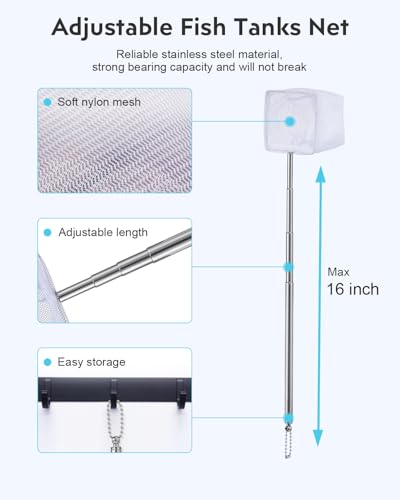 URUQ 7-in-1 Fish Tank Cleaning Kit with Algae Scraper & Aquarium Brushes | Includes Fish Net, Sponge, Spare Blades, Multiple Tools for Easy Routine Tank Maintenance