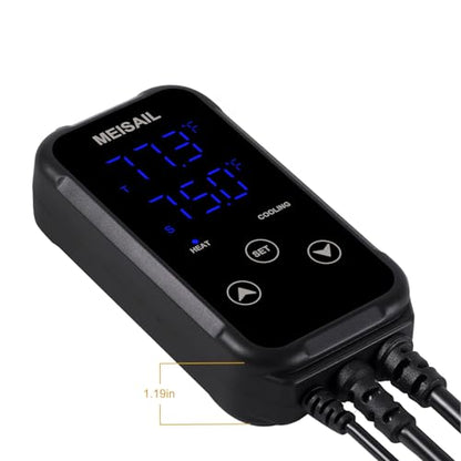 Digital Temperature Controller 2-Stage Outlet Thermostat | Heating and Cooling Mode, Carboy Homebrew Fermenter, Greenhouse Terrarium, 110V 10A, S10B-B