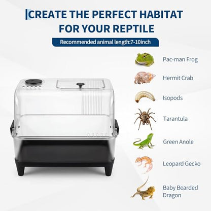 Garvee Reptile Tank Starter Kit, Reptile Terrarium Kit, Acrylic Small Reptile Habitat with Lid, Heating Pad, Hygrometer, Bowl,Hide, Sand for Reptiles,Tarantula,Lizards,Frogs,Geckos,or Hermit Crabs