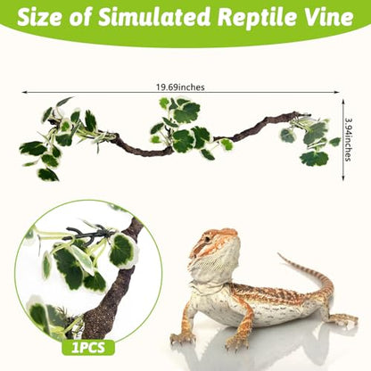 PINVNBY Flexible Bend-A-Branch Climbing Reptile Jungle Vines Snake Climbing Branch for Terrarium Plants Crested Gecko Tank Accessories for Leopard Gecko Lizard Chameleon Frog (Green)