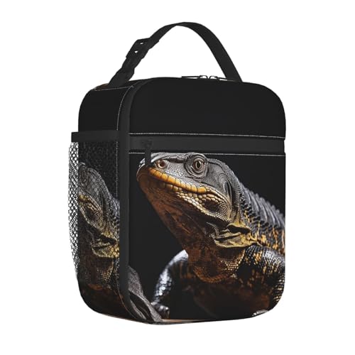 Lunch Bag for Women Men Adult Insulated Reusable Lunch Box Reptile Monitor Lizard Leakproof Cooler Tote Bag Large Capacity Lunch Tote Bags Lunch Container for Work Travel Picnic