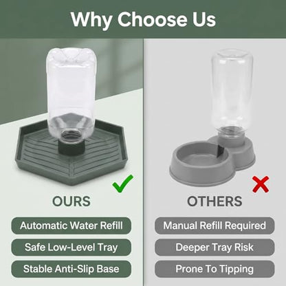 Haofy Reptile Water Bottle 6.3 x 5.9 x 5. inches Turtle Food and Water Bowl Automatic Feeders Waterer Tortoise Dispenser Bottle Feeding Dish for Lizard Chameleon (L) - color: Dark Green
