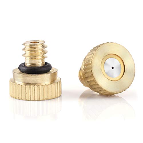 CozyCabin 20 Pcs Low Pressure Brass Misting Nozzles Misting Water Mister Nozzle for Garden, Patio, Greenhouse, Outdoor Cooling Mister System 0.016" Orifice (0.4mm) Thread UNC 10/24 - size: 20 PCS