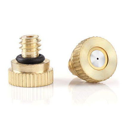 CozyCabin 20 Pcs Low Pressure Brass Misting Nozzles Misting Water Mister Nozzle for Garden, Patio, Greenhouse, Outdoor Cooling Mister System 0.016" Orifice (0.4mm) Thread UNC 10/24 - size: 20 PCS