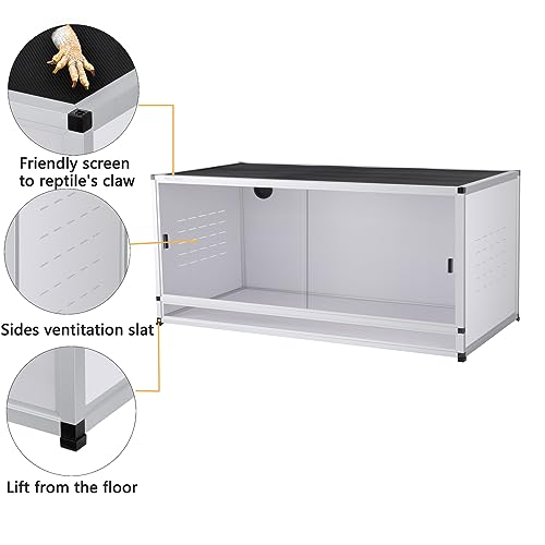 PVC Reptile Terrarium 44''x20''x20''Stackable Space Efficient ToxiRium Large Reptile Terrarium 76 Gallons for Bearded Dragon Gecko Lizard Snake,Vivarium with Sliding Doors Lock-2pcs with spacers - size: 44x20x20'' - 76 Gallon - 2pcs with spacers