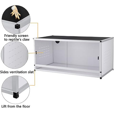 PVC Reptile Terrarium 44''x20''x20''Stackable Space Efficient ToxiRium Large Reptile Terrarium 76 Gallons for Bearded Dragon Gecko Lizard Snake,Vivarium with Sliding Doors Lock-2pcs with spacers - size: 44x20x20'' - 76 Gallon - 2pcs with spacers
