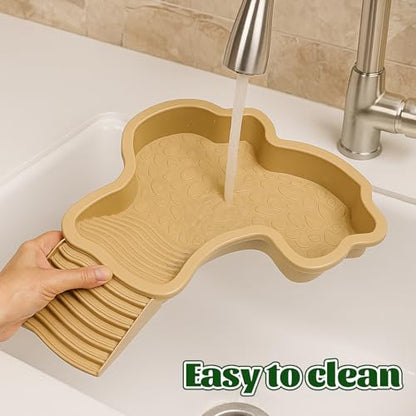 Large Reptile Water Bowl with Ramp, Thickened Non-Slip Feeding Dish & Bathing Pool for Turtle, Snake, Gecko, Bearded Dragons, Lizard Habitat Accessories