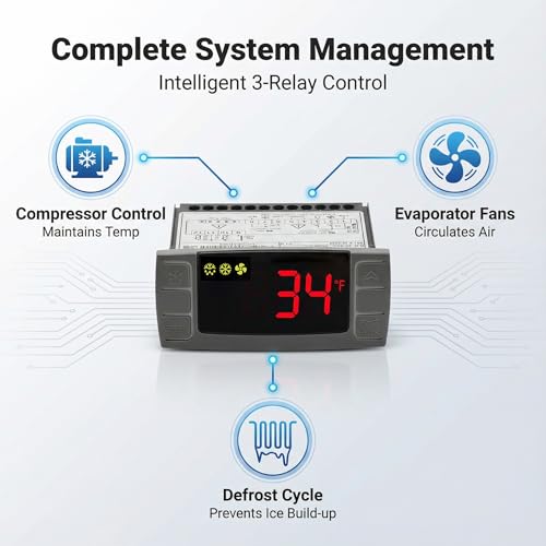 XR06CX-4N1F1 120V Temperature Controller Compatible with Dixell, 120V | 120V, XR06CX-4N1F1 replacement, dual NTC probes, for commercial refrigerators and freezers - style: XR06CX-4N1F1